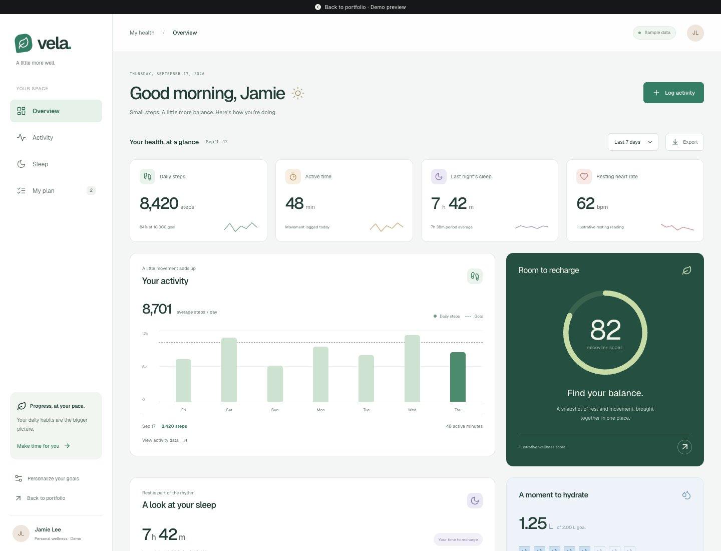 Vela website preview
